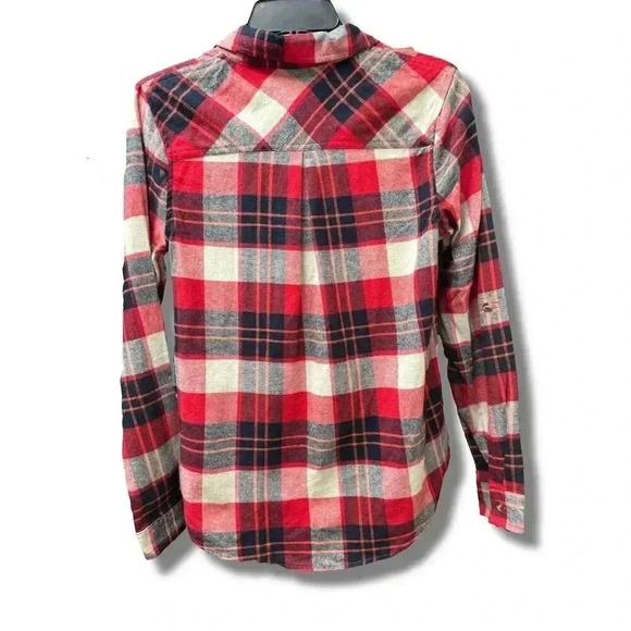 Get Lucky Los Angeles Women's Red Plaid Flannel Button-Up Shirt Size S - Picture 2 of 4